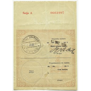 II RP, Assignment for 100 zloty, series A, Vilnius