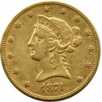 USA, Eagle, $10 1874 CC, Carson City, velmi vzácné