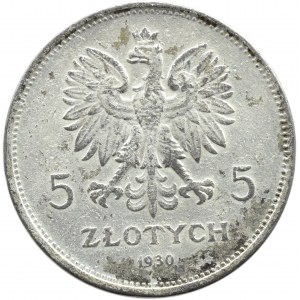 Polsko, Druhá republika, prapor, 5 zlotých 1930, FALEŠNÉ Z ÉRY