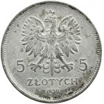 Poľsko, Druhá republika, zástava, 5 zlotých 1930, FALSE FROM THE ERA
