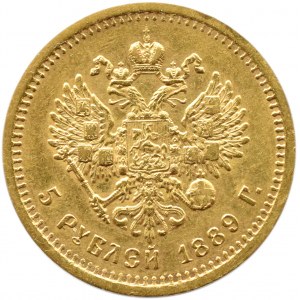 Rusko, Alexandr III, 5 rublů 1889, Petrohrad