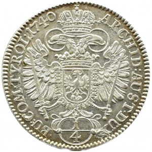 Rakousko, Karel VI., 1/4 tolaru 1740, Hall, UNC