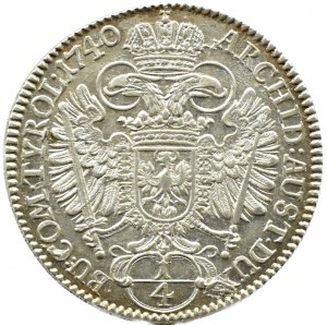 Austria, Charles VI, 1/4 thaler 1740, Hall, UNC