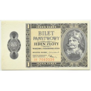 Polska, II RP, B. Chrobry, 1 złoty 1938, seria IH, PMG63