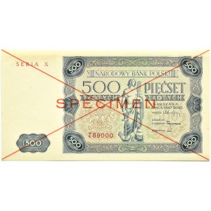 Polska, RP, 500 złotych 1947, Warszawa, SPECIMEN X789000
