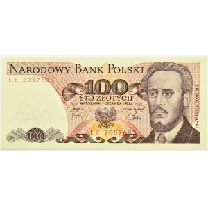 Polen, PRL, L. Waryński, 100 Zloty 1982, Serie LE, Warschau, UNC