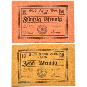 Konitz/Chojnice, 10 i 50 pfennig 1918, UNC