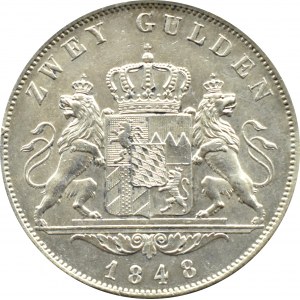 Germany, Württemberg, Wilhelm I, 2 guilders 1848, Munich