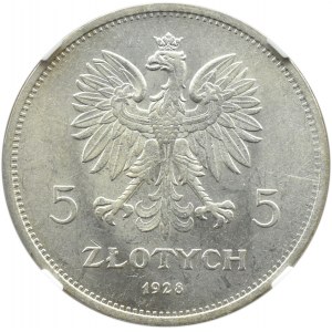 Poland, Second Republic, Nike, 5 zloty 1928, Warsaw, NGC MS62