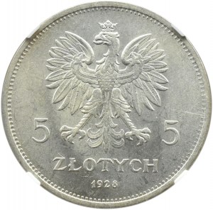 Polska, II RP, Nike, 5 złotych 1928, Warszawa, NGC MS62