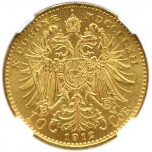 Austria-Hungary, Franz Joseph I, 10 crowns 1912, Vienna, NGC MS63