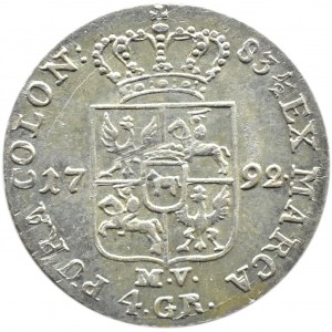 Stanisław A. Poniatowski, 4 grosze srebrne (złotówka) 1792 M.V., Warszawa