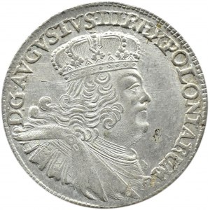 August III Sas, dwuzłotówka (8 groszy) 1753 E.C., Lipsk, PIĘKNA!