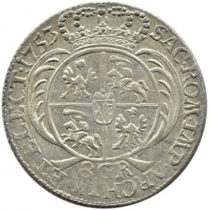 August III Sas, dwuzłotówka (8 groszy) 1753 E.C., Lipsk, PIĘKNA!
