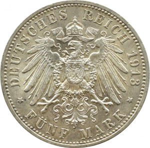 Germany, Prussia, Wilhelm II, 5 marks 1913 A, Berlin