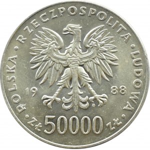 Polska, PRL, J. Piłsudski, 50000 złotych 1988, Warszawa, UNC