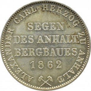 Germany, Anhalt-Bernburg, Alexander Karl, 1 thaler 1862 A, Berlin
