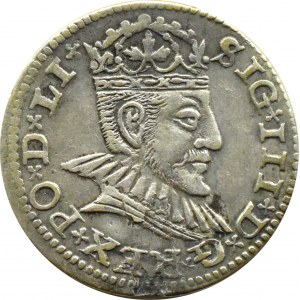 Zygmunt III Waza, trojak 1590 LI, Ryga, mała głowa króla
