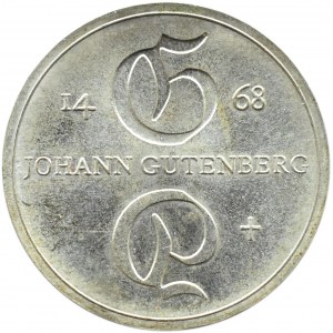 Germany, GDR, 10 marks 1968, J. Gutenberg, UNC