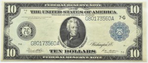 USA, $10 1914, Chicago, 7-G series, CGA 62