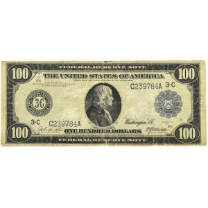 USA, Blue Seal, $100 1914, Burke &amp; McAdoo, Series 3-C, Rare