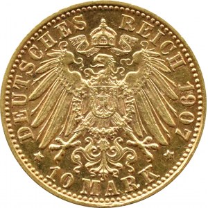 Germany, Bavaria, Otto, 10 marks 1907 D, Munich