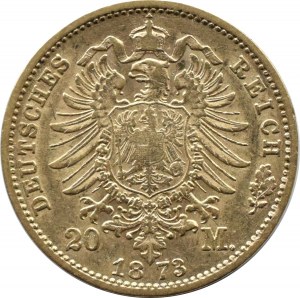 Germany, Saxony, Johann, 20 marks 1873 E, Muldenhütten