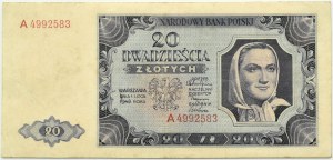 Poland, RP, 20 zloty 1948, series A, Warsaw, GDA 20