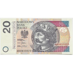 Poland, III RP, Chrobry, 20 zloty 2012, AB series, Warsaw, UNC