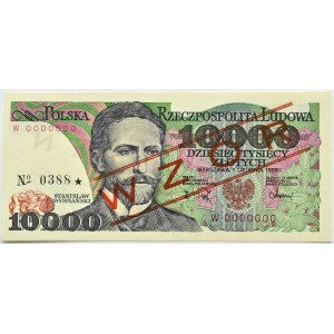 Polska, PRL, St. Wyspiański, 10000 złotych 1988, seria W - WZÓR No 0388*, Warszawa, UNC