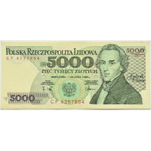 Polska, PRL, F. Chopin, 5000 złotych 1988, seria CP, Warszawa, UNC