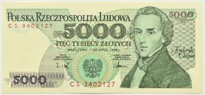 Poland, PRL, F. Chopin, 5000 gold 1988, CS series, Warsaw, UNC