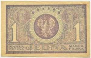Poland, Second Republic, 1 mark 1919, 1st series CM, Warsaw, UNC