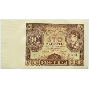 Polska, II RP, 100 złotych 1932, seria AŁ., Warszawa, DODATKOWY ZNAK WODNY +X+
