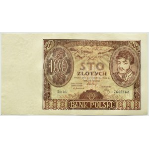 Poland, Second Republic, 100 zloty 1932, series AŁ., Warsaw, ADDITIONAL WATER SIGN +X+