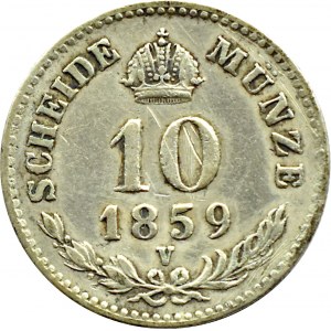 Austria, Franz Joseph I, 10 krajcars 1859 V, Venice