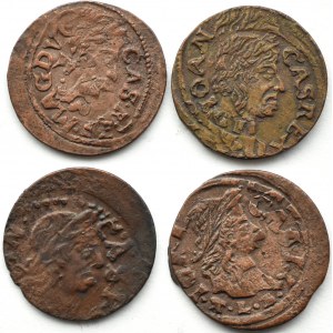 Jan II Kazimierz, lot czterech szelągów litewskich 1664-1666 - destrukty (1)