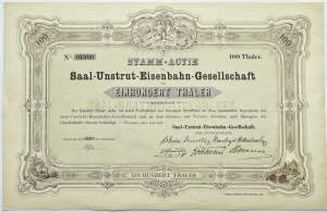 Germany, Saal-Unstrut-Eisenbahn-Gesellschaft 1872, stamm actie, 100 thalers, RARE