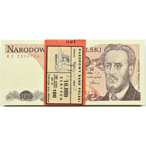Polska, PRL, paczka 100 złotych 1986, Warszawa, seria RZ