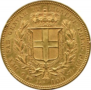 Włochy, Królestwo Sardynii, Karol Albert, 100 lirów 1835, Turyn, RZADKIE