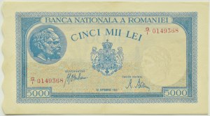Romania, 5000 lei 1943, series G/I, Bucharest