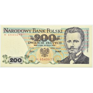 Polska, PRL, J. Dąbrowski, 200 złotych 1976, seria H, Warszawa, UNC