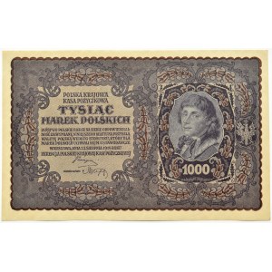 Poland, Second Republic, 1000 marks 1919, 1st series DC - type 7, Warsaw, beautiful!