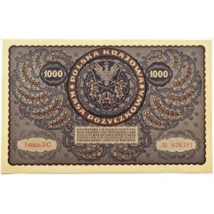 Poland, Second Republic, 1000 marks 1919, 1st series DC - type 7, Warsaw, beautiful!