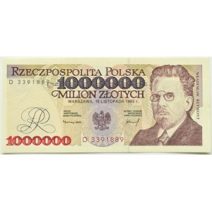 Polska, III RP, Wł. Reymont, 1000000 złotych 1993, seria D, Warszawa, UNC