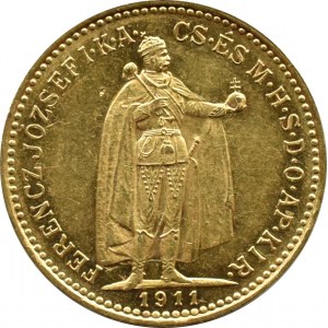 Hungary, Franz Joseph I, 10 crowns 1911, Kremnica, BEAUTIFUL!