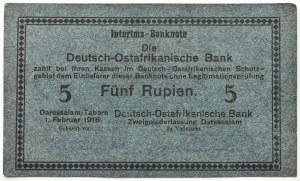 Germany, East Africa, 5 rupees, February 1, 1916, Tabora, purple