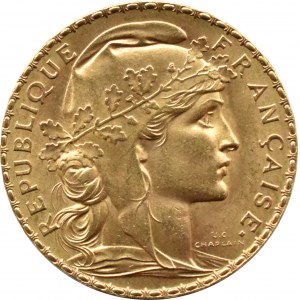 France, Republic, Rooster, 20 francs 1911, Paris, UNC