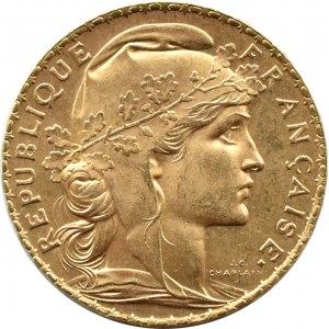 Francja, Republika, Kogut, 20 franków 1913, Paryż, UNC