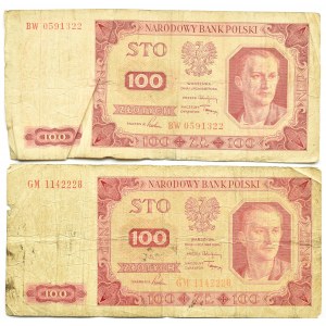 Polska, RP, lot 100 złotych 1948, serie BW, GM, Warszawa